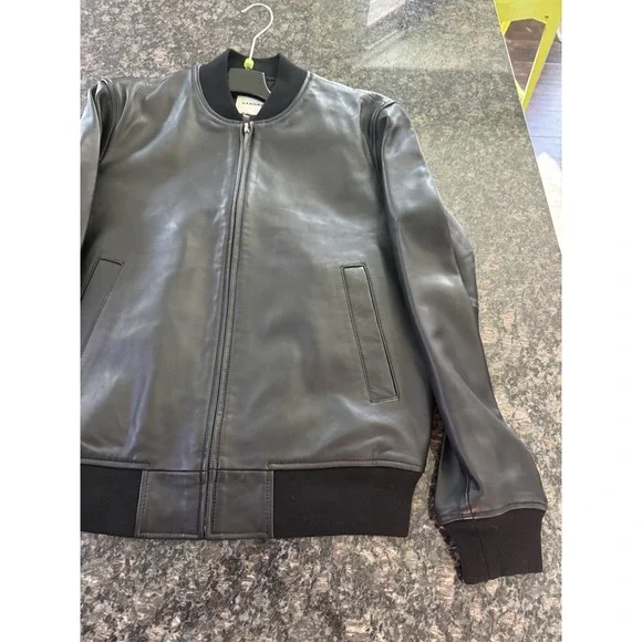 Sandro Paris Monaco Black Leather Jacket Rare brand NWT Size Small. Mens